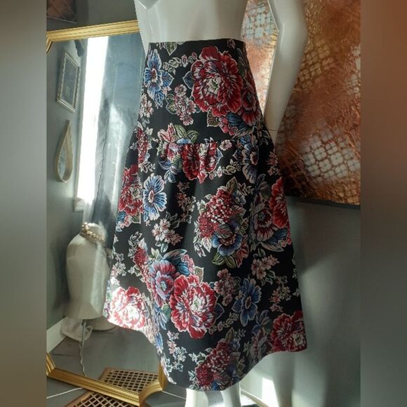 Zara Brocade Jacard Floral Full Midi Skirt - Picture 4 of 13